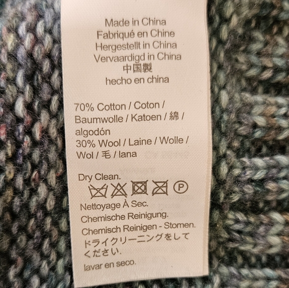 J. Crew Italian Space-Dyed Cotton & Wool Sweater XS (0-2) Blue Green Crew Neck - Picture 9 of 11